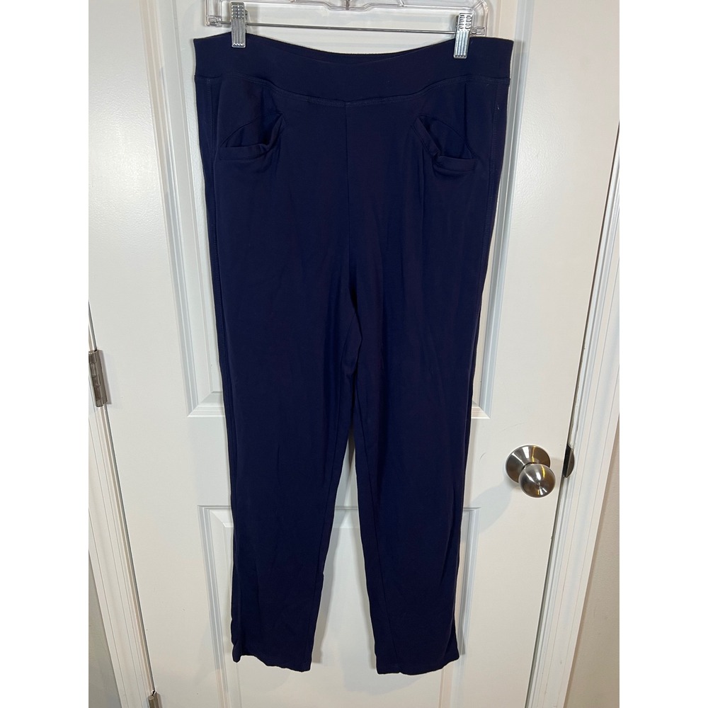 Weekends by Chicos Womens Knit Pants Pull‎ On Navy Blue Size 1